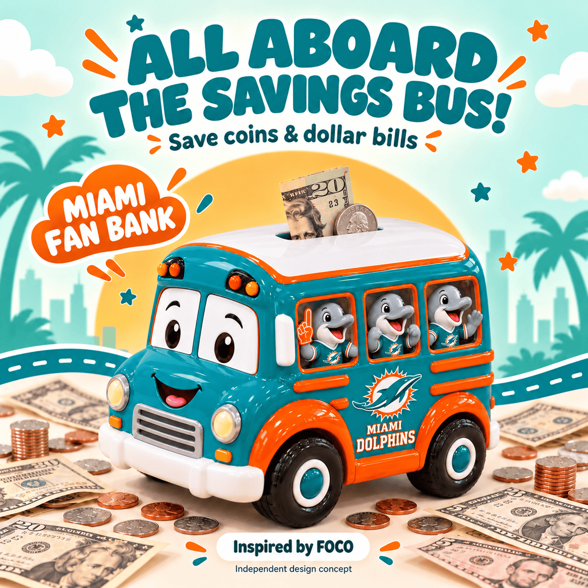 MDP School Bus Piggy Bank DNBN