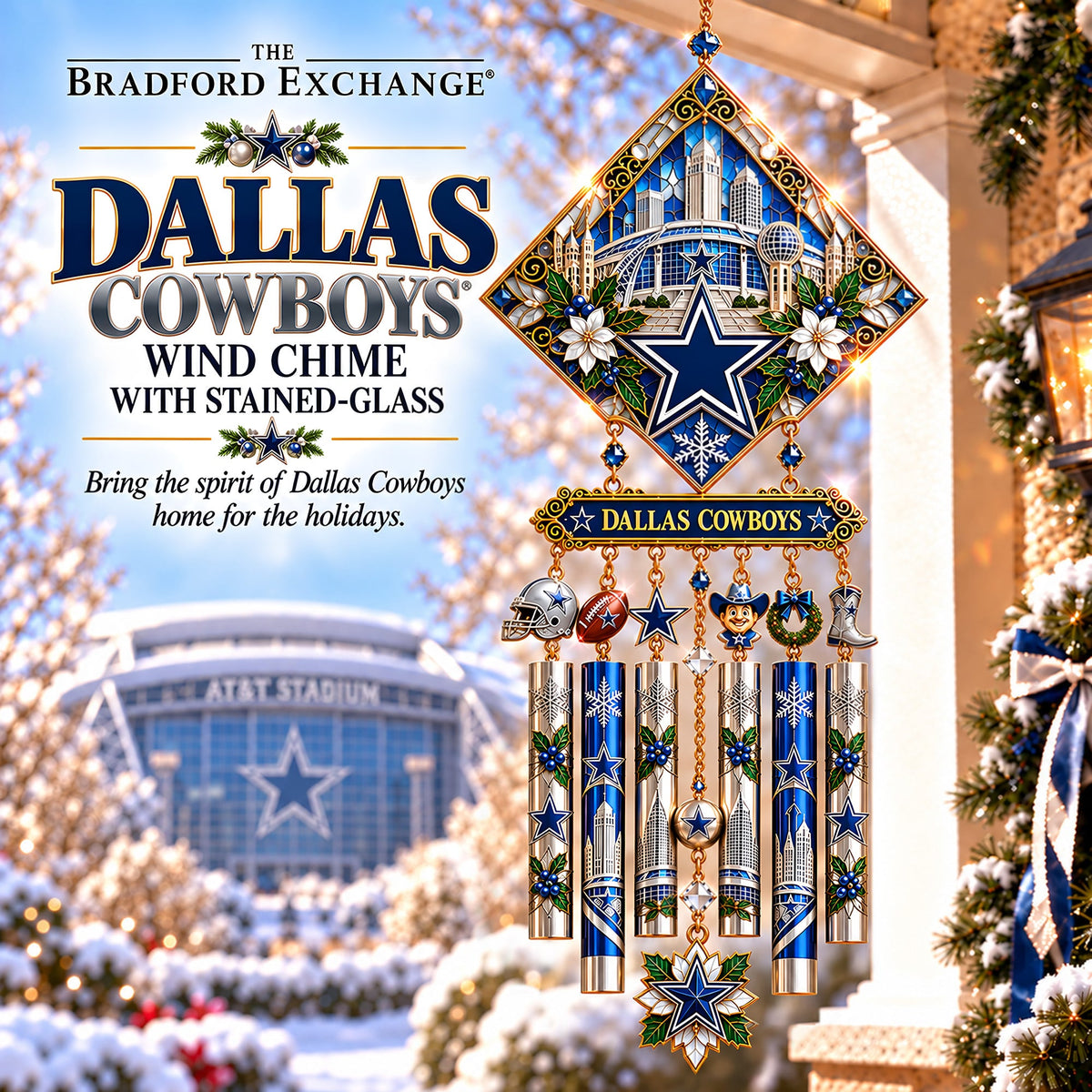 DLCB Premium Christmas Stained Glass Wind Chime NTNA