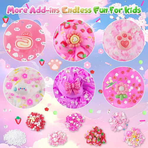 6 Pack Slime Set Pink Cute Cloud Slime Kit Toys for Girls and Boys Kids Slime Party Gift Set Party Favor Goodie Bag Stuffers