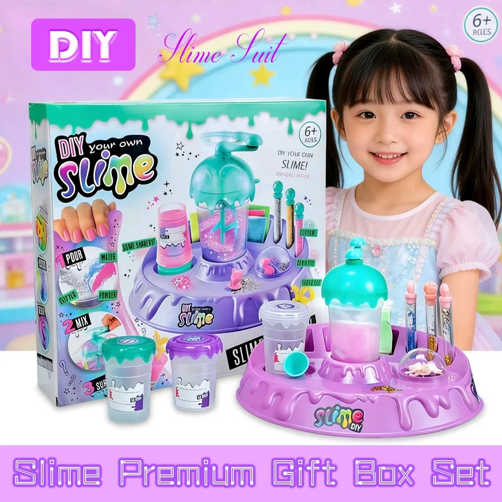IY Crystal Slime Shaker Cup Set Magical Slime Shaker Powder Fluffy Slime Kit Handmade Educational Stress Relief Toy Princess Sty